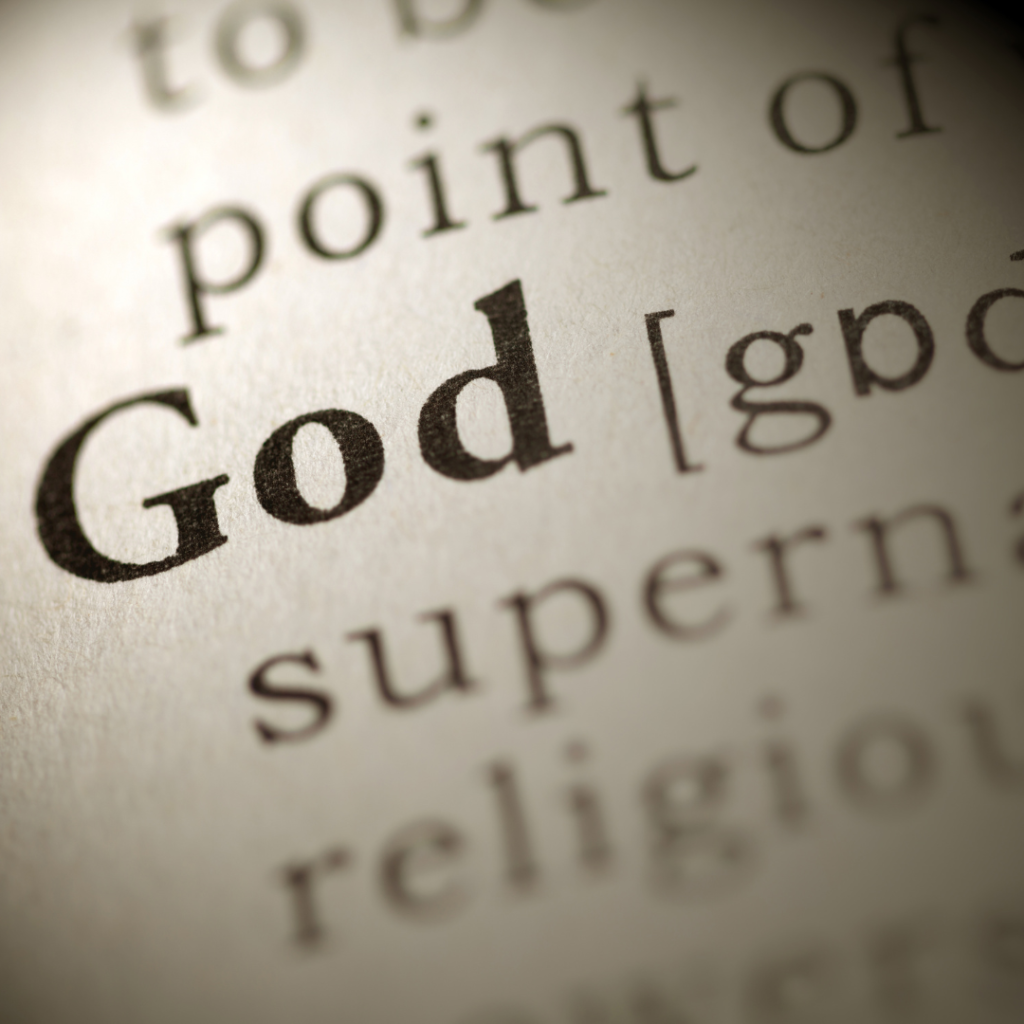 Do You Believe in God: Picture of the word "God" in Print.